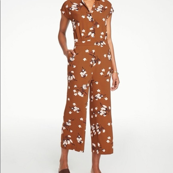 Ann Taylor Factory Brown Floral Spring Jumpsuit - Picture 1 of 7